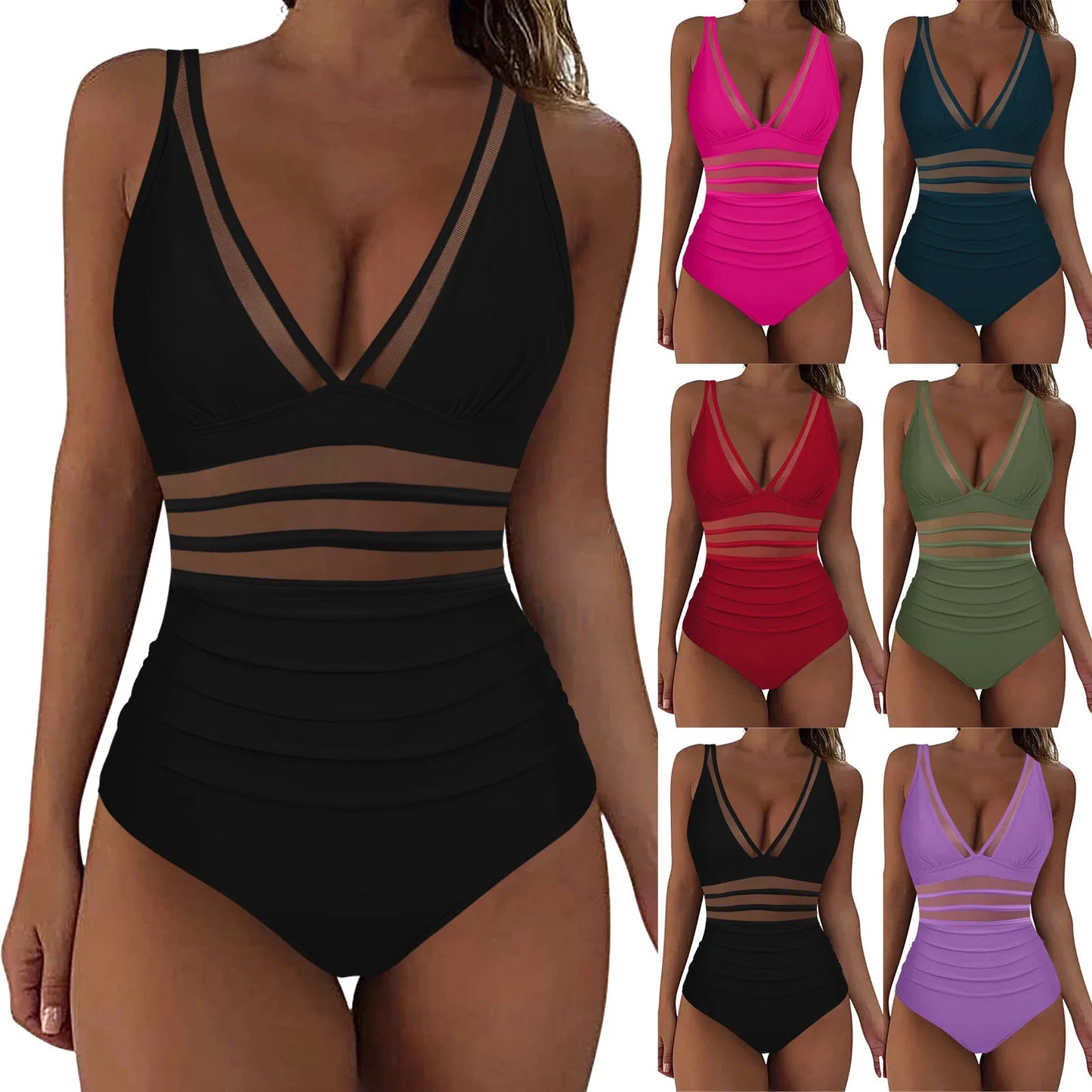 Swimsuit Women's One-piece Mesh Stitching