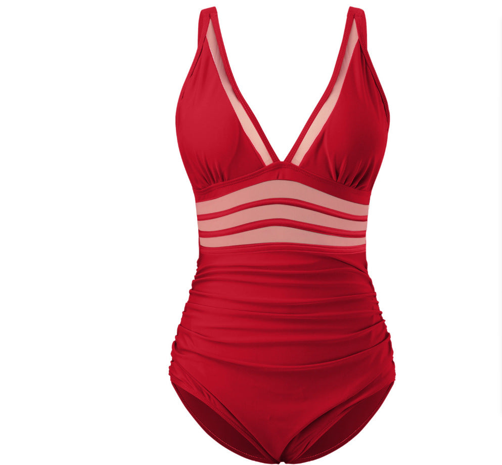 Swimsuit Women's One-piece Mesh Stitching