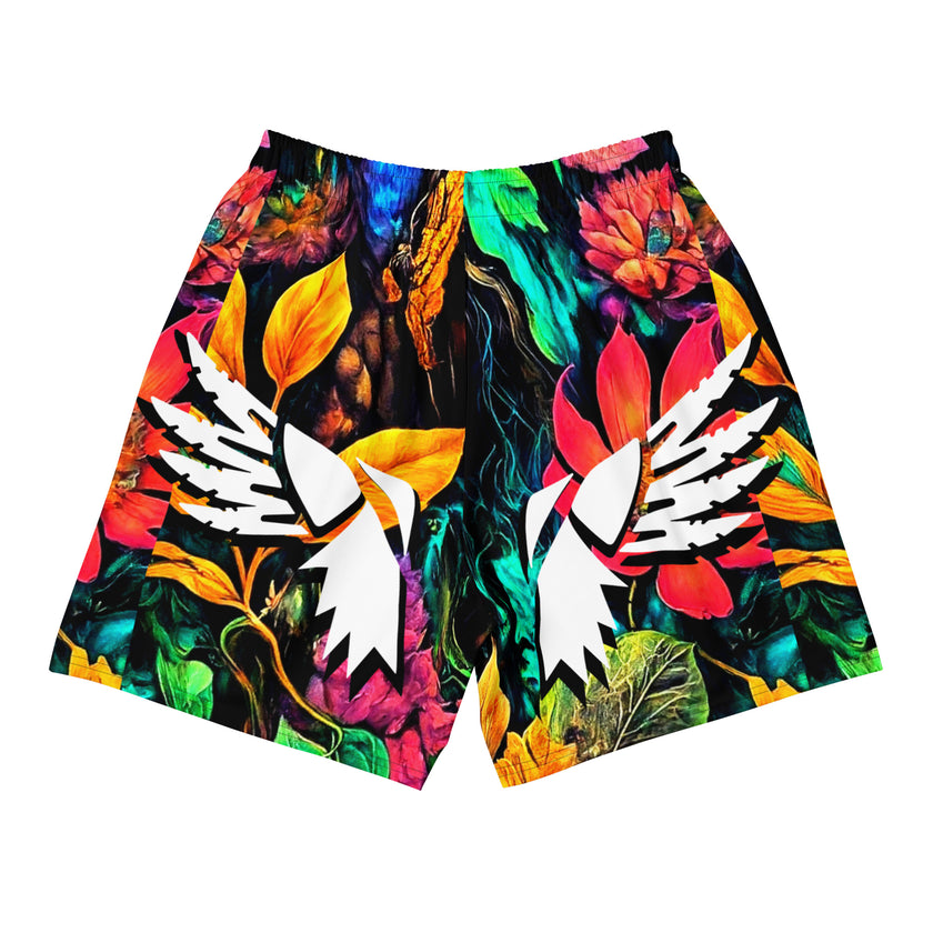 APN White Tribal Arrow Winged Unisex Athletic Long Shorts(Polyester)