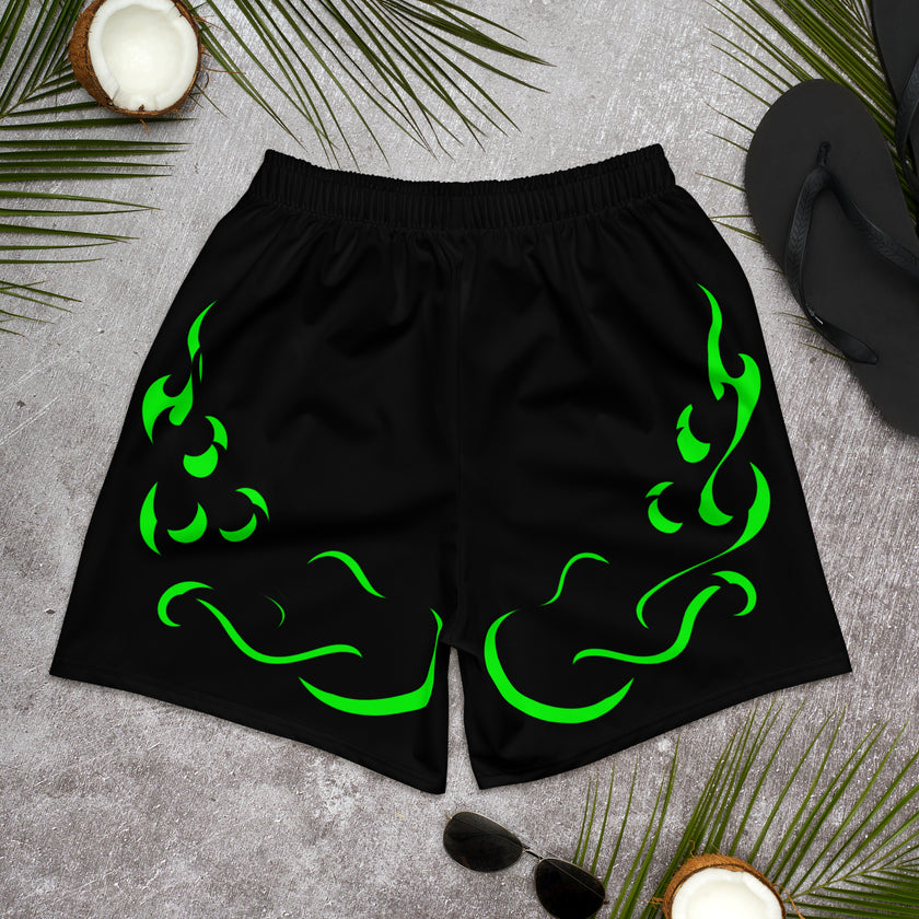APN Rambo R.S.O.G Black/Slime Green Unisex Athletic Long Shorts(Recycled polyester)