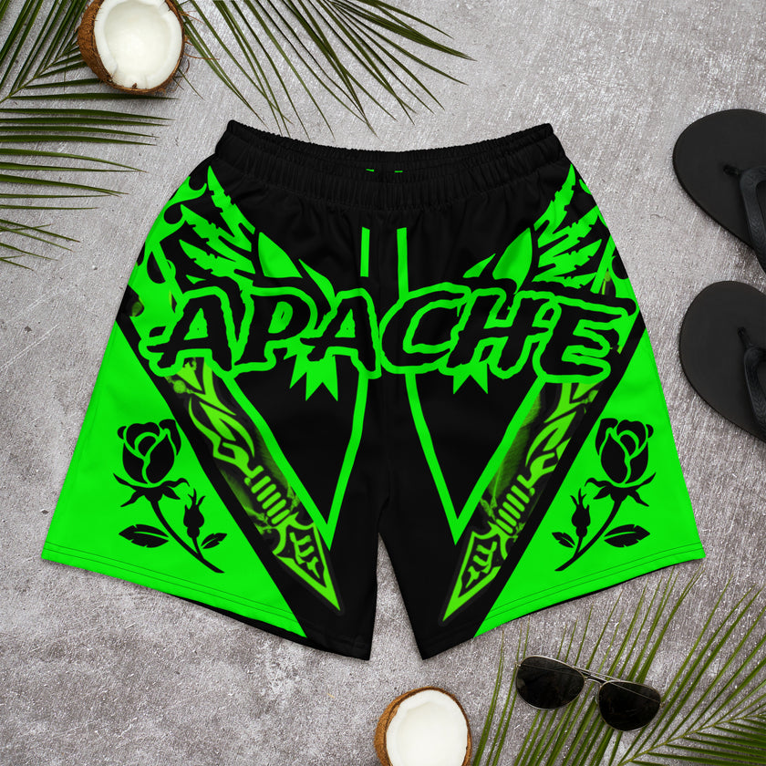APN Rambo R.S.O.G Black/Slime Green Unisex Athletic Long Shorts(Recycled polyester)