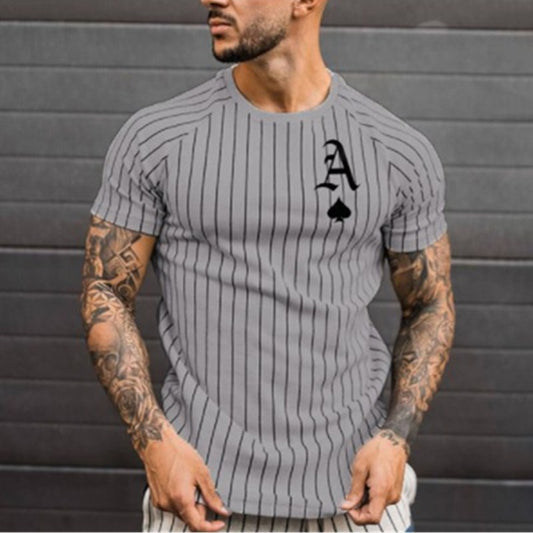 Short Sleeve Round Neck Playing Card Printing Men's T-shirt