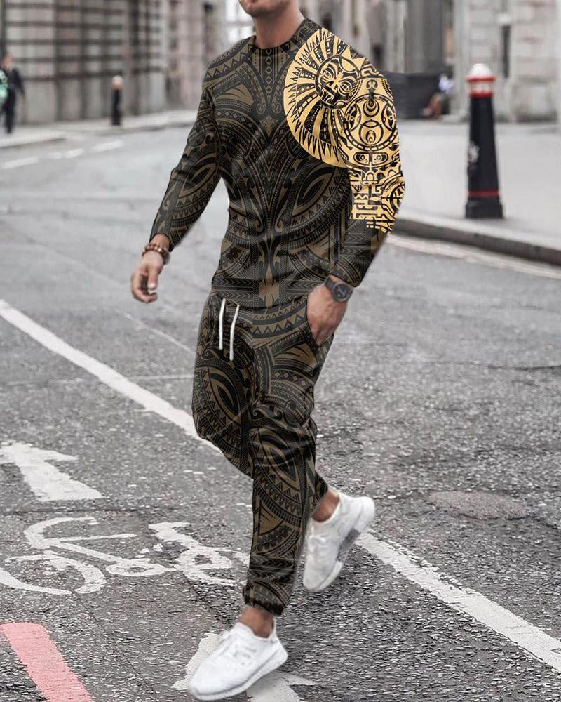 Men's Casual Printed Sports Suit